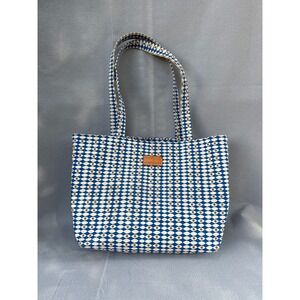 Erin Flett Anthropologie Blue Geometric Eye Print Canvas Tote Bag Boho Cute Deep